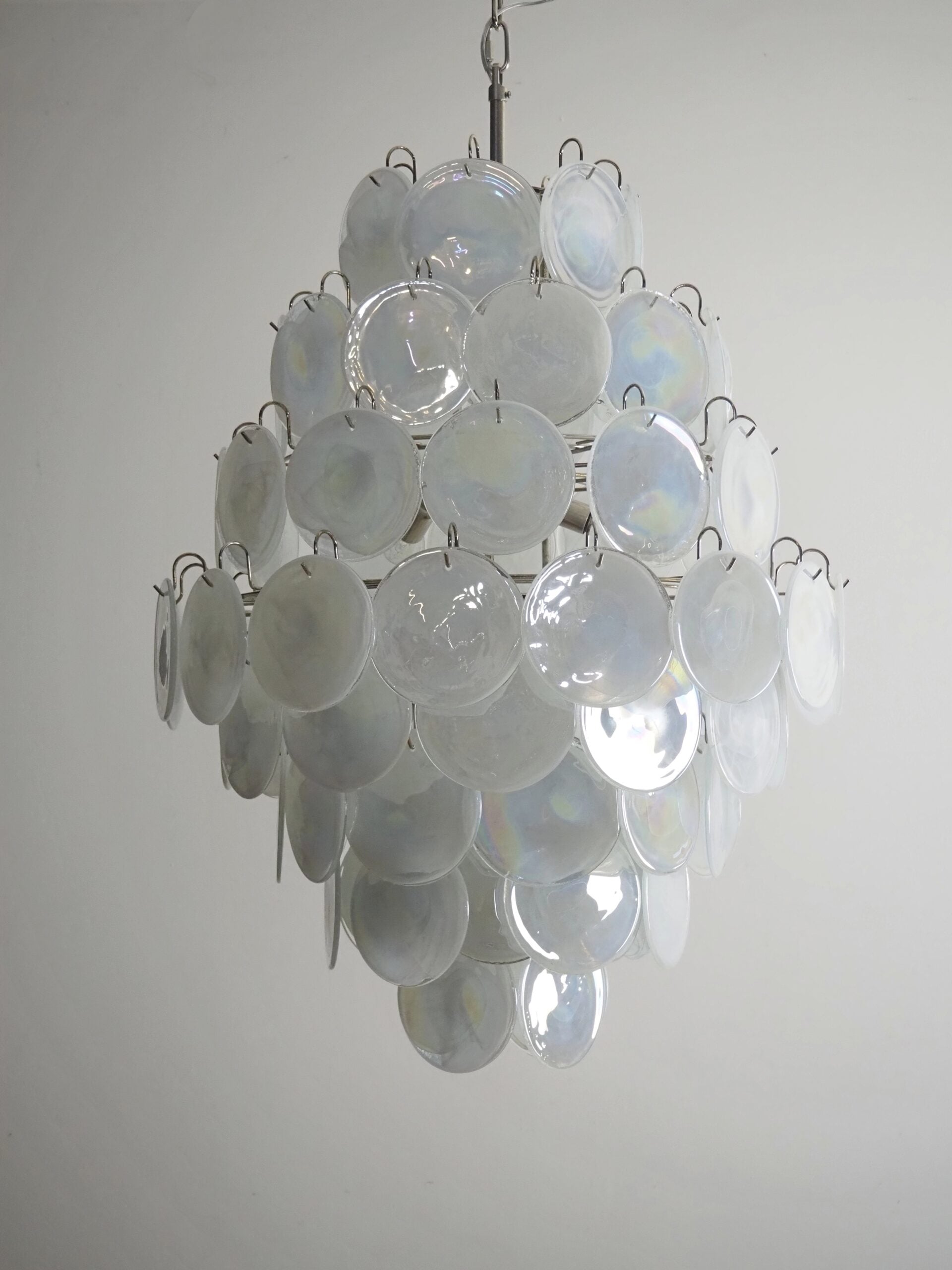 Murano Lysekrone – 87 Hvite Glassdisker – detalj 7 – Murano Classics