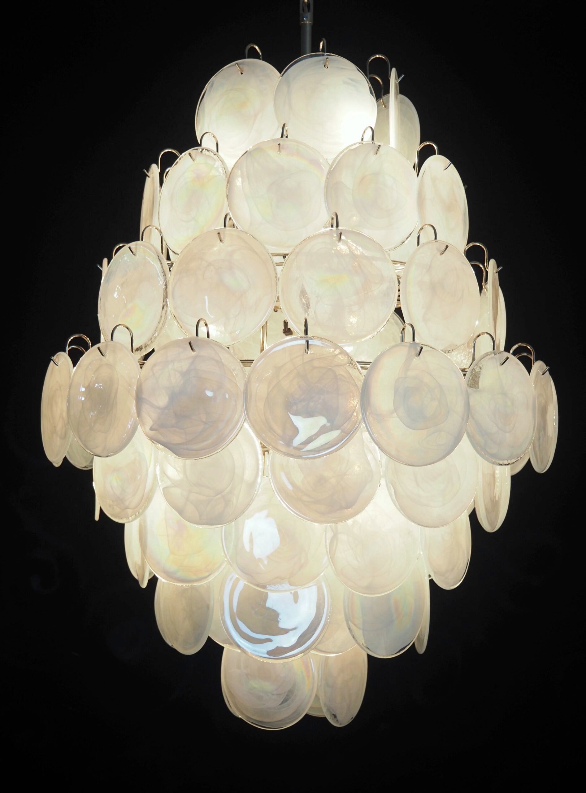 Murano Lysekrone | 87 Hvite Glassdisker