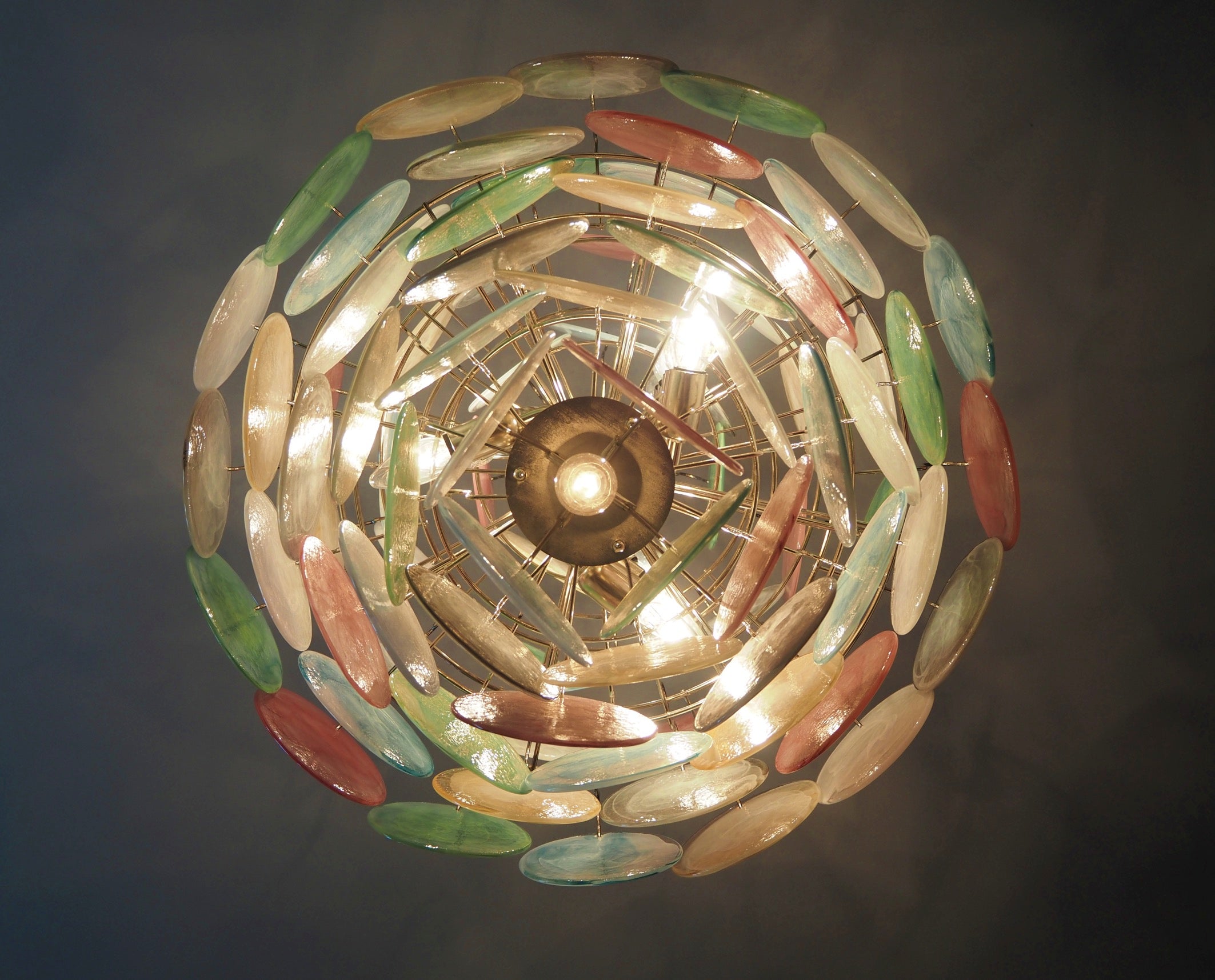 Murano Lysekrone – 87 Multifargede Glassdisker – detalj 5 – Murano Classics