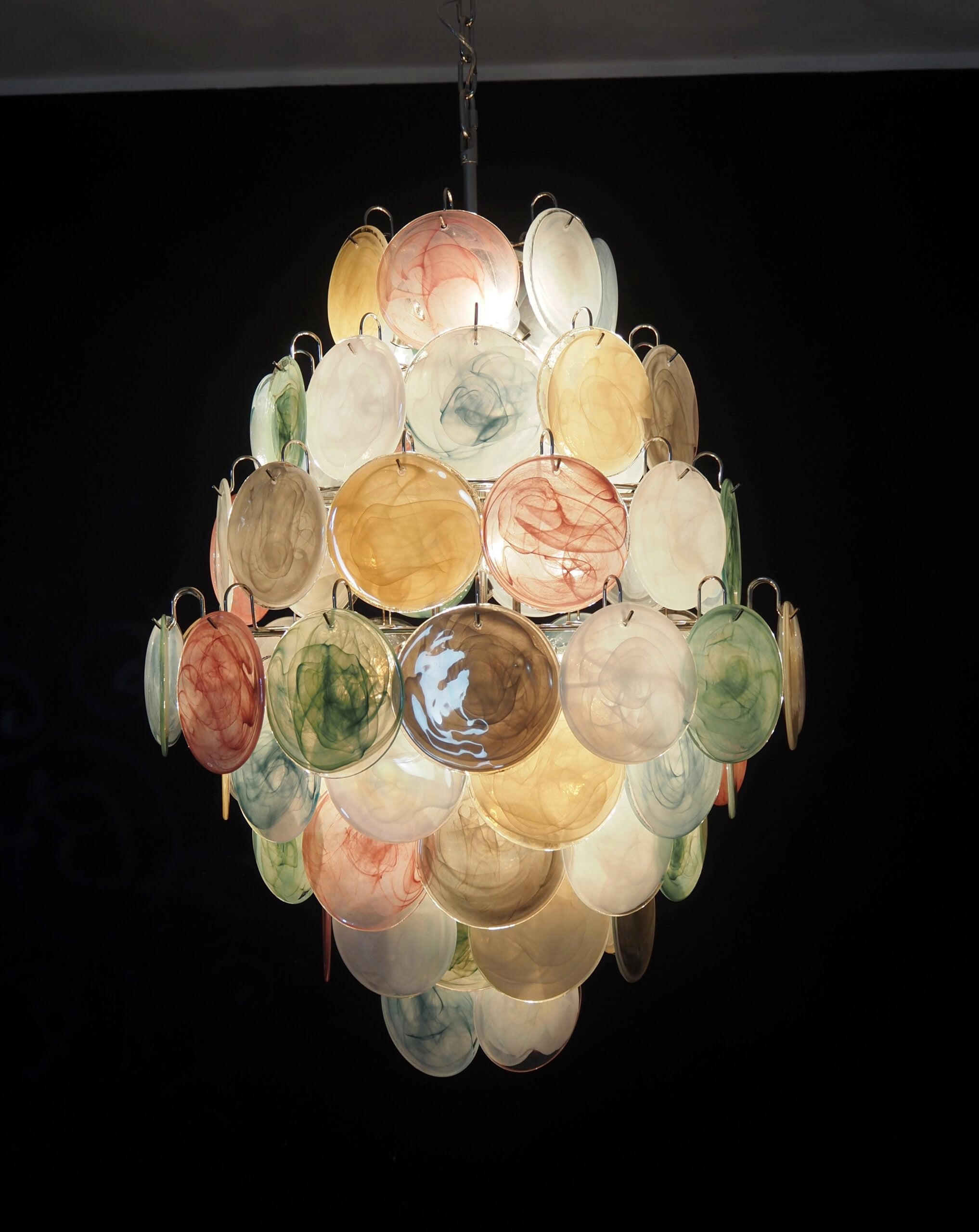 Murano Lysekrone – 87 Multifargede Glassdisker – detalj 11 – Murano Classics