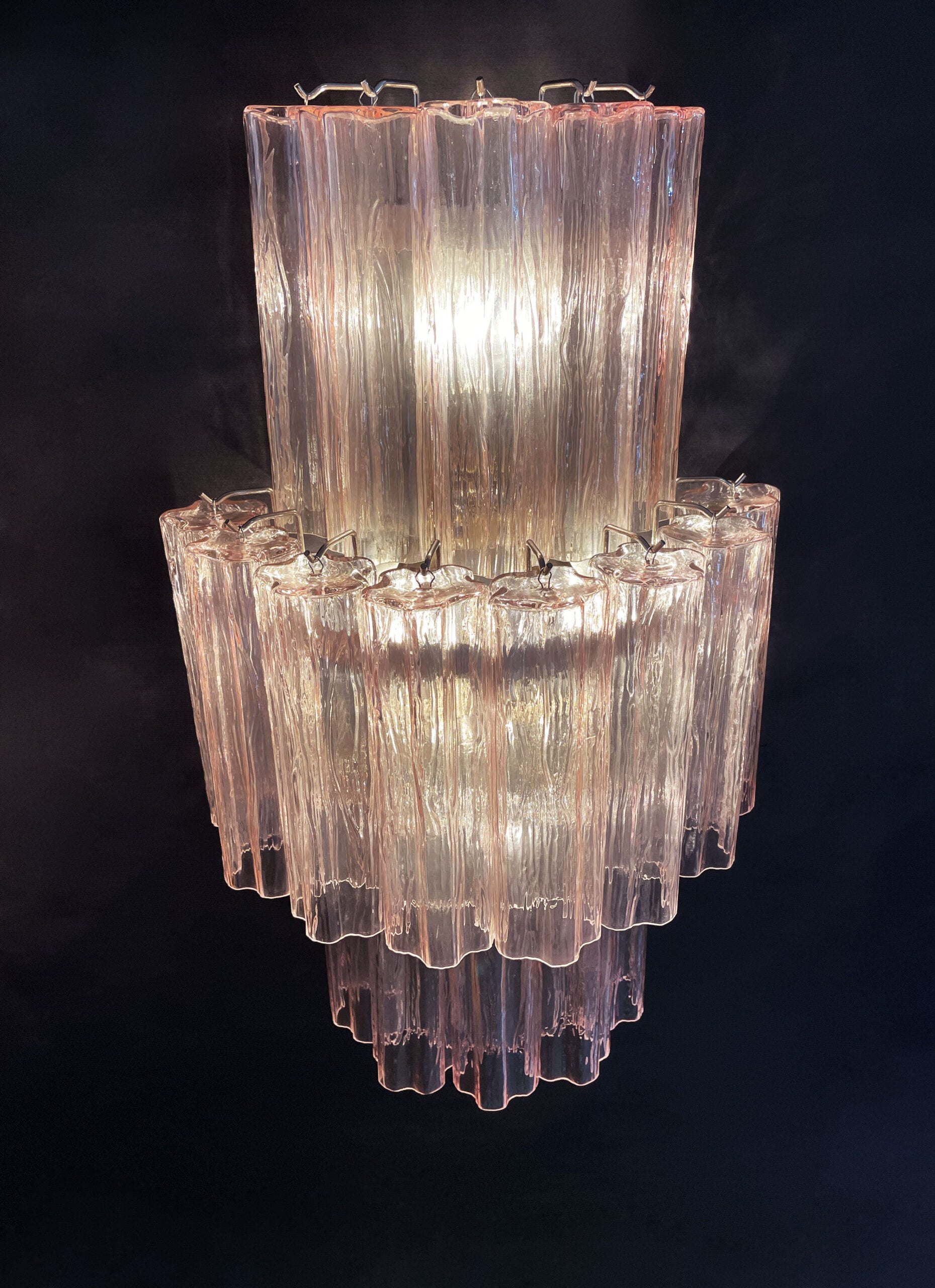 Murano Vegglampe – 18 Rosa Prismeglass – 2 stk – detalj 2 – Murano Classics
