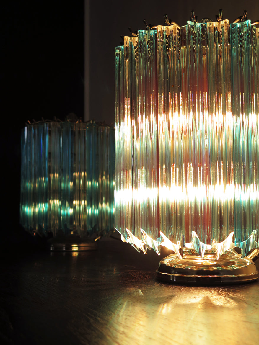 Murano Bordlampe – 24 Klare og Blå Prismeglass – 2 stk – detalj 3 – Murano Classics