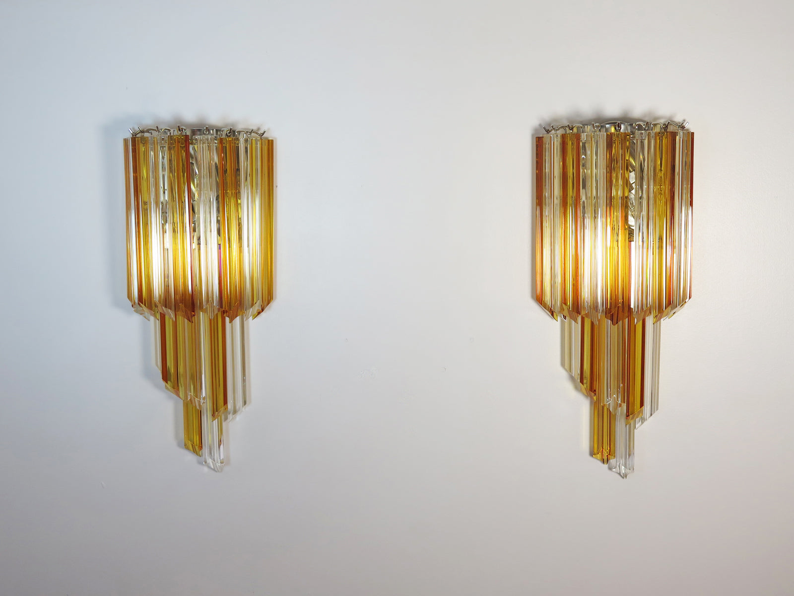 Murano Vegglampe – 32 Klare Gule Prismeglass – 2 stk – Murano Classics