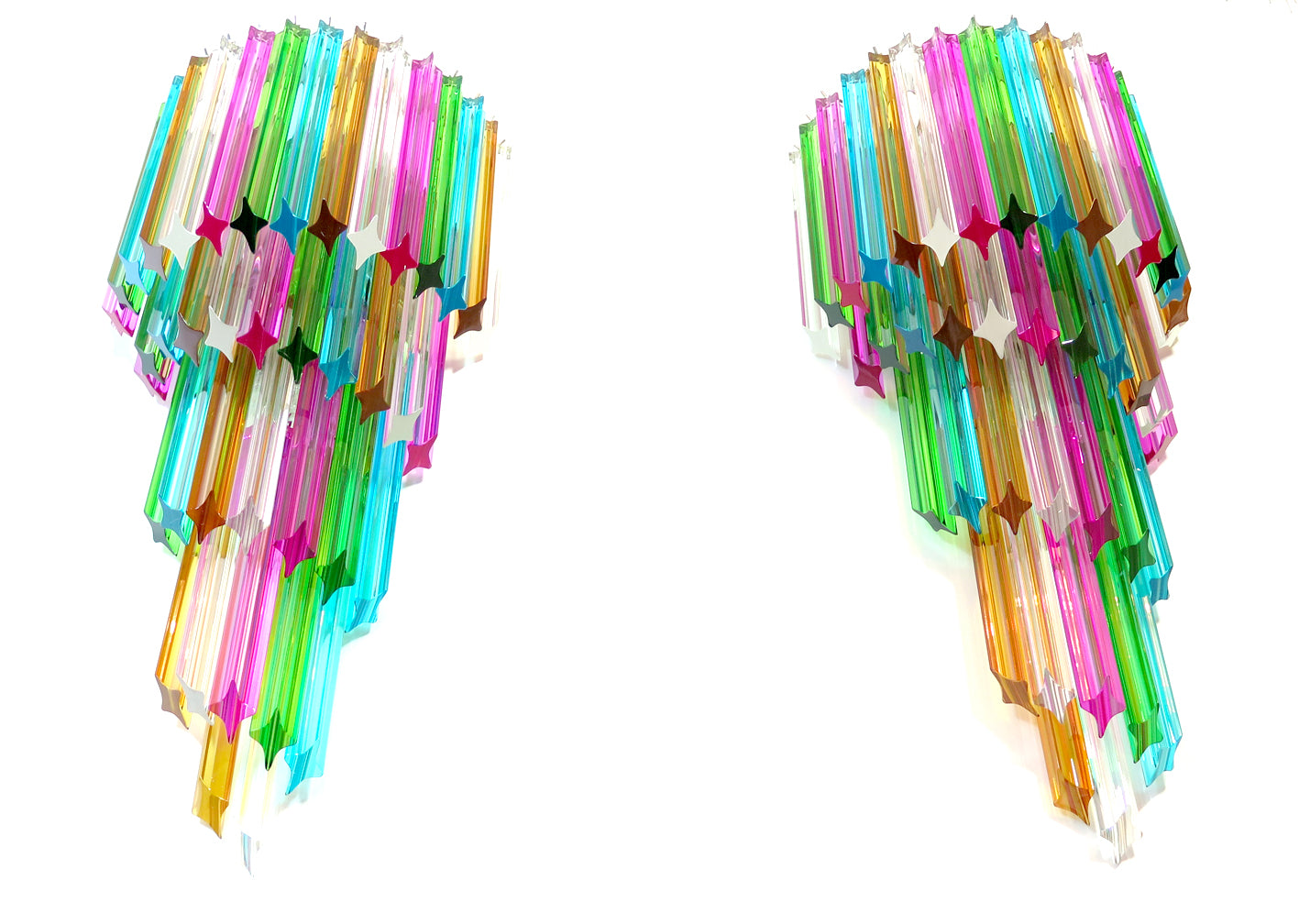 Murano Vegglampe – 41 Multifarge Prismeglass – 2 stk – detalj 2 – Murano Classics