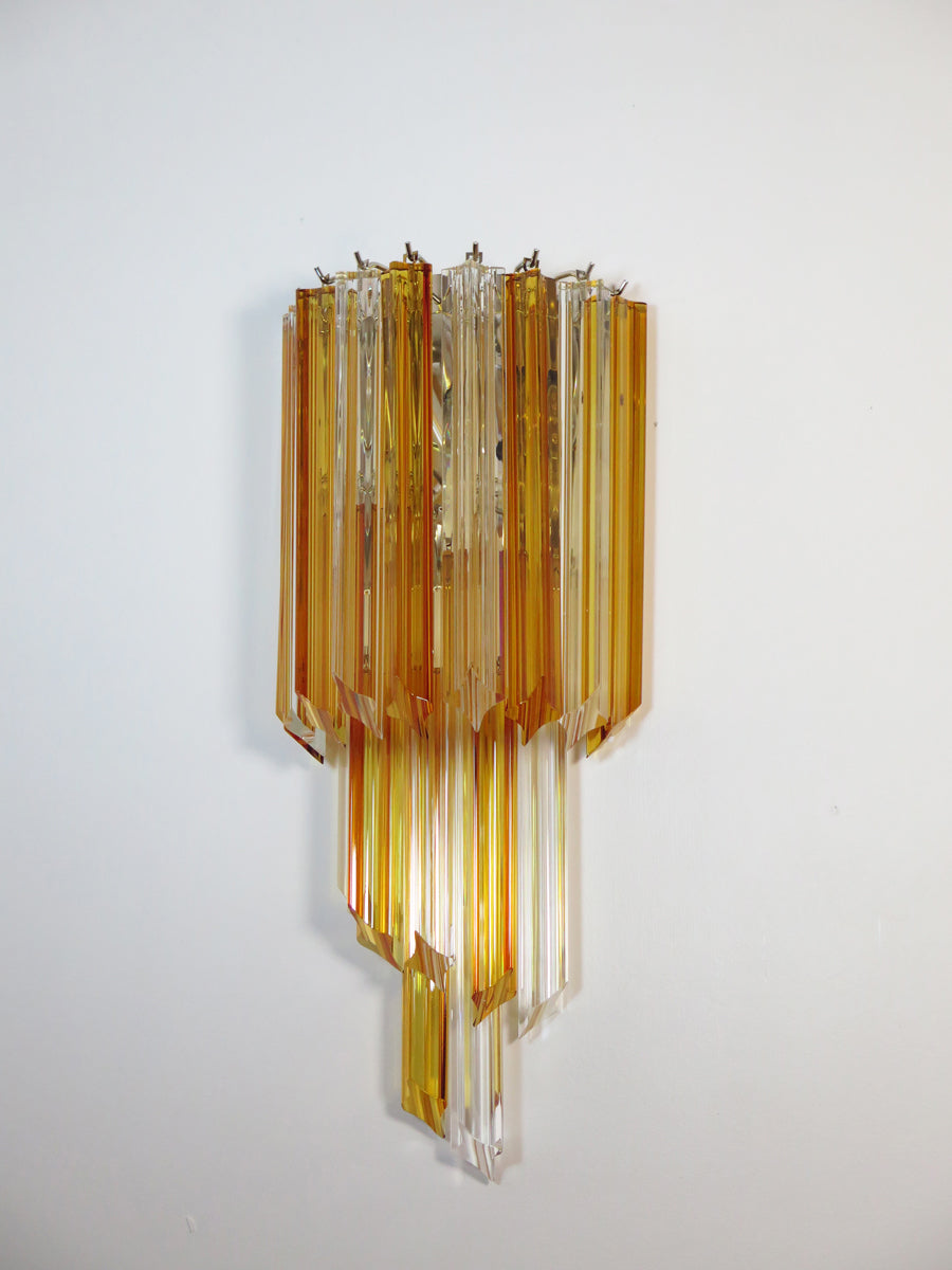 Murano Vegglampe | 32 Klare Gule Prismeglass | 1 par