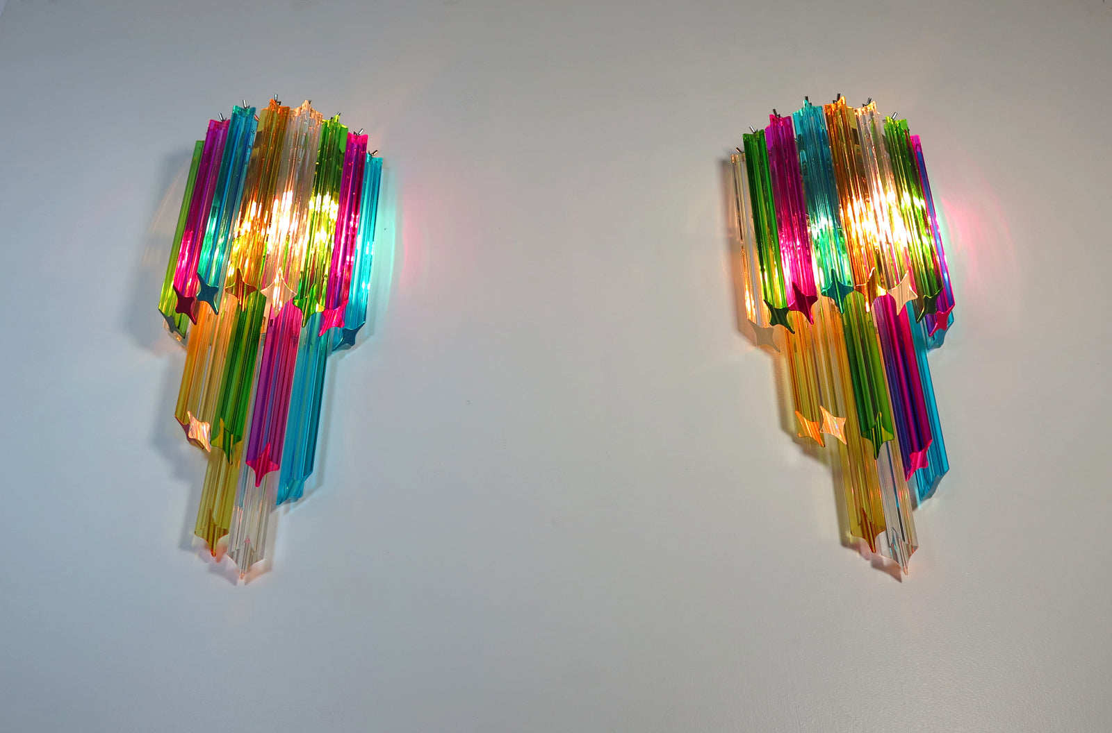 Murano Vegglampe – 32 Multifarge Prismeglass – 2 stk – detalj 7 – Murano Classics