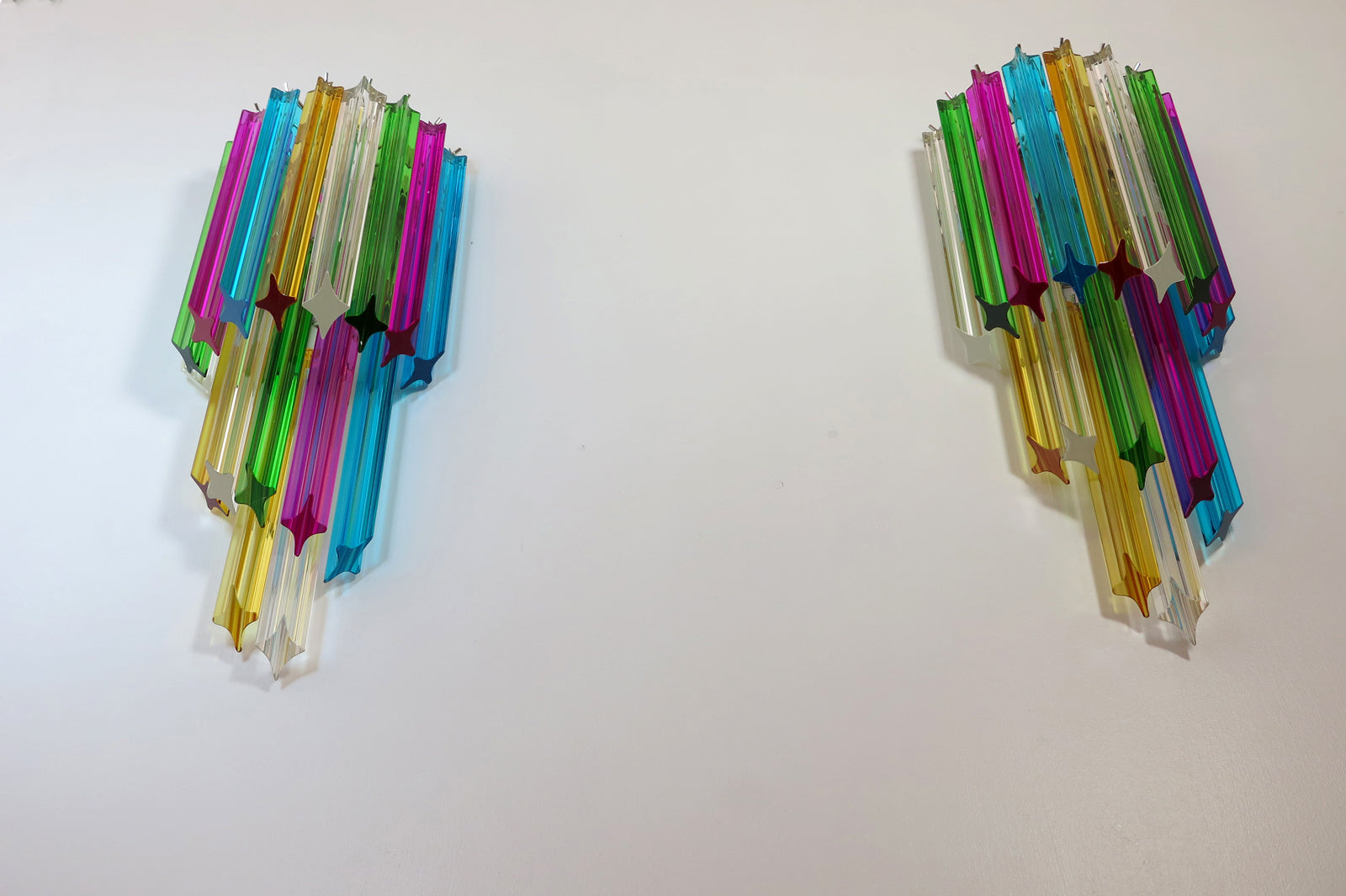 Murano Vegglampe – 32 Multifarge Prismeglass – 2 stk – detalj 2 – Murano Classics