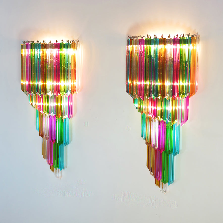 Murano Vegglampe – 41 Multifarge Prismeglass – 2 stk – detalj 1 – Murano Classics