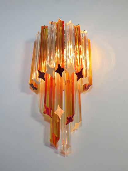 Murano Vegglampe | 32 Klare Gule Prismeglass | 1 par