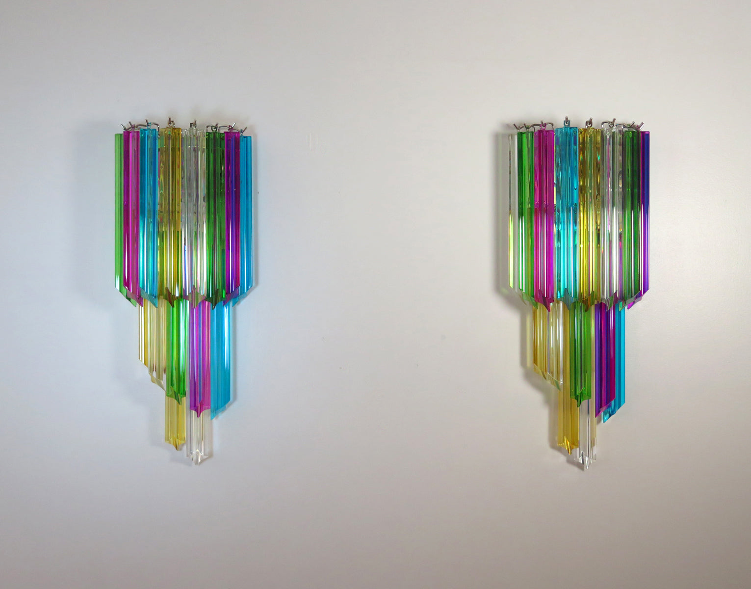 Murano Vegglampe – 32 Multifarge Prismeglass – 2 stk – detalj 4 – Murano Classics