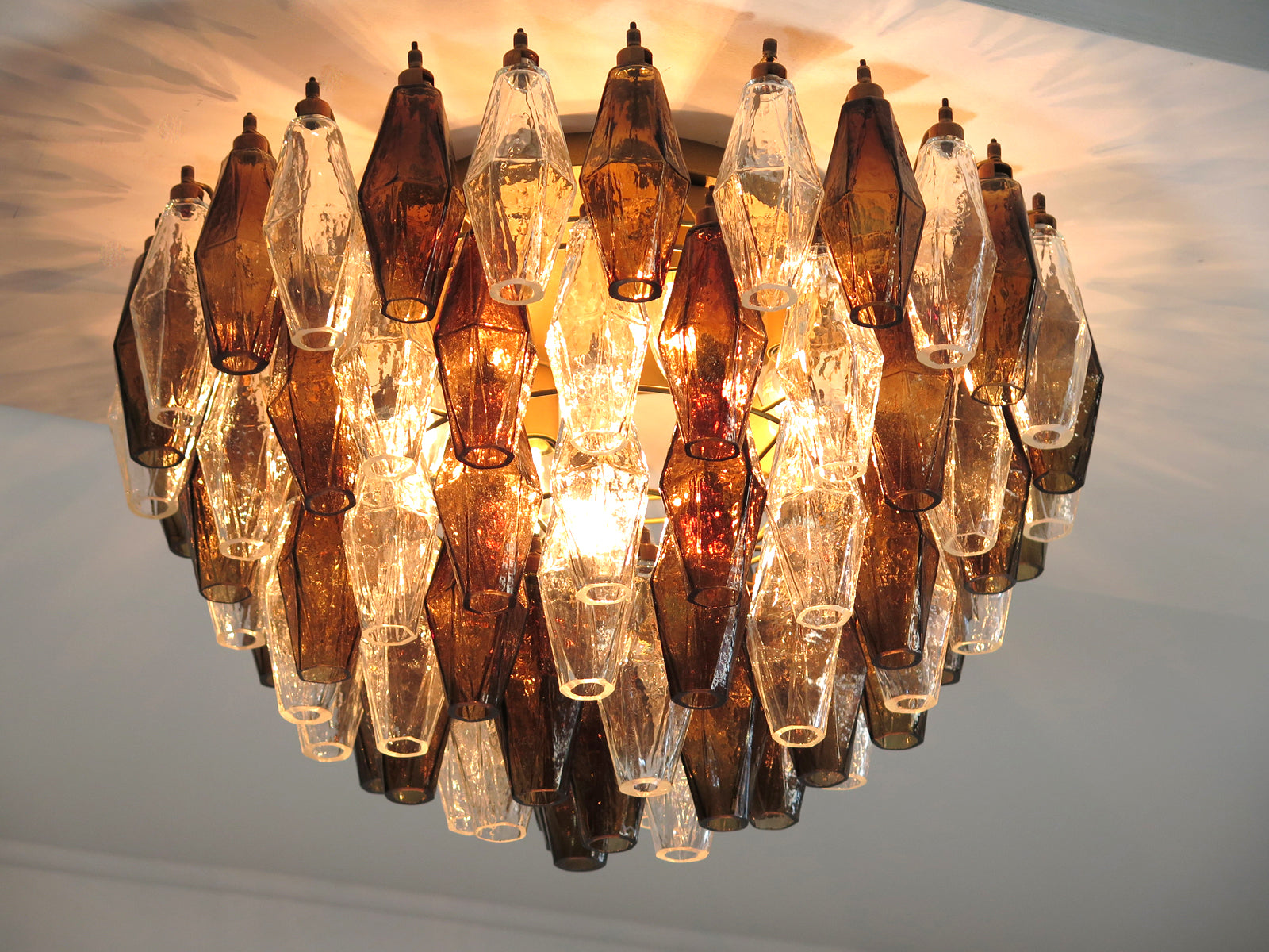 Murano Lysekrone – 84 Klare Røyk Poliedriglass – detalj 9 – Murano Classics