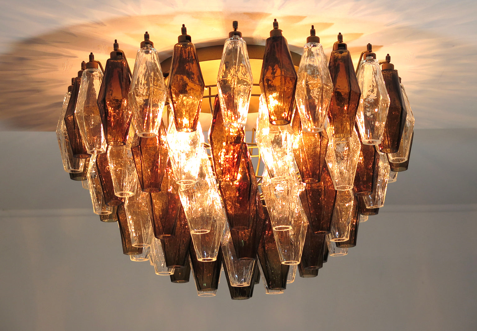 Murano Lysekrone – 84 Klare Røyk Poliedriglass – detalj 11 – Murano Classics