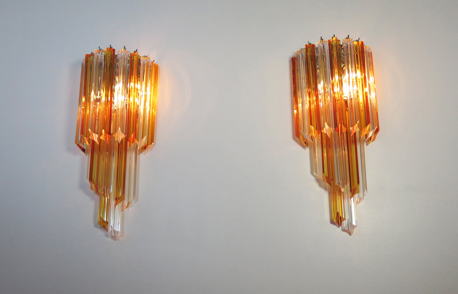 Murano Vegglampe – 32 Klare Gule Prismeglass – 2 stk – detalj 3 – Murano Classics