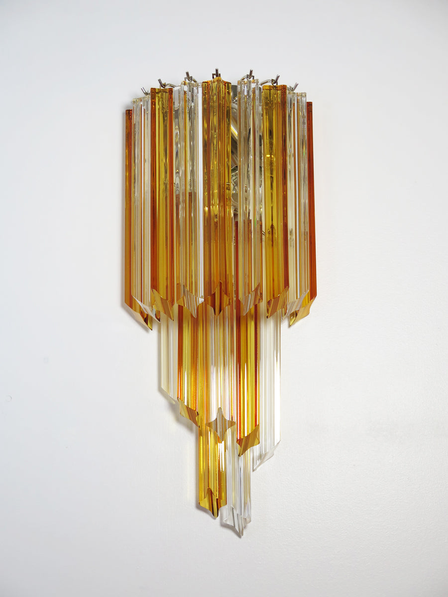 Murano Vegglampe | 32 Klare Gule Prismeglass | 1 par