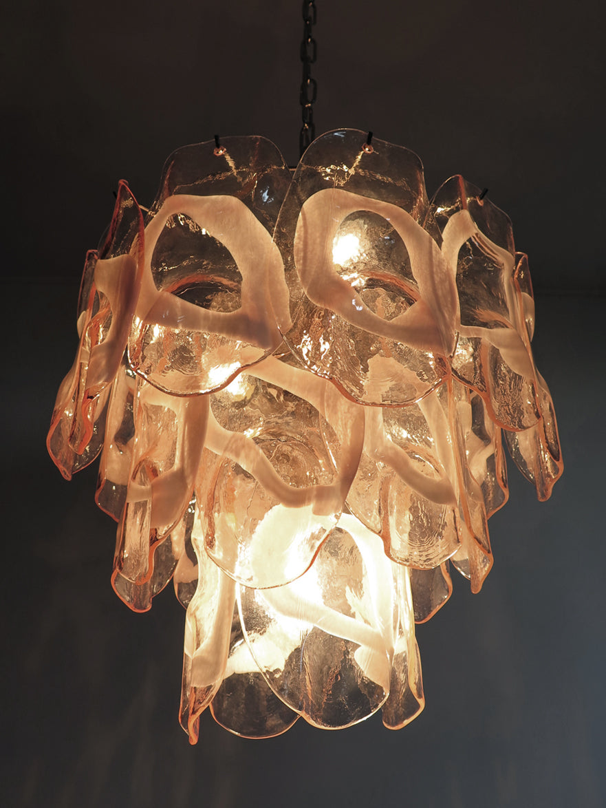 Murano Lysekrone – 23 Rosa Crostoliglass – detalj 4 – Murano Classics