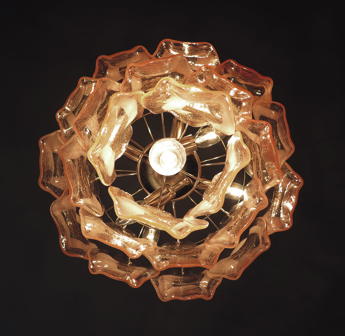 Murano Lysekrone – 23 Rosa Crostoliglass – detalj 9 – Murano Classics