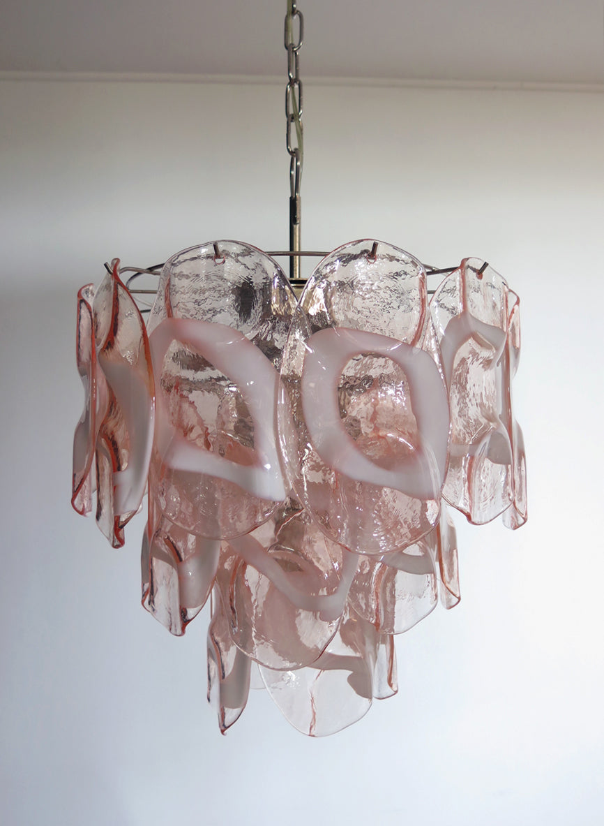 Murano Lysekrone – 23 Rosa Crostoliglass – detalj 7 – Murano Classics