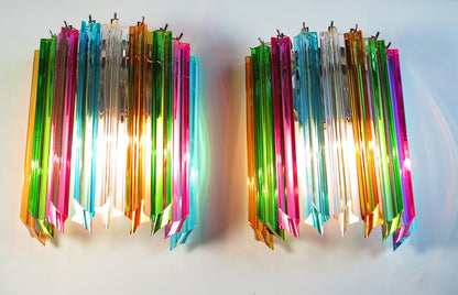 Murano Vegglampe | 9 Multifarge Prismeglass | 2 stk
