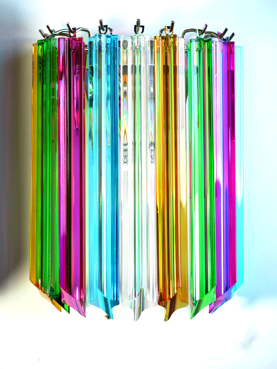 Murano Vegglampe | 9 Multifarge Prismeglass | 2 stk
