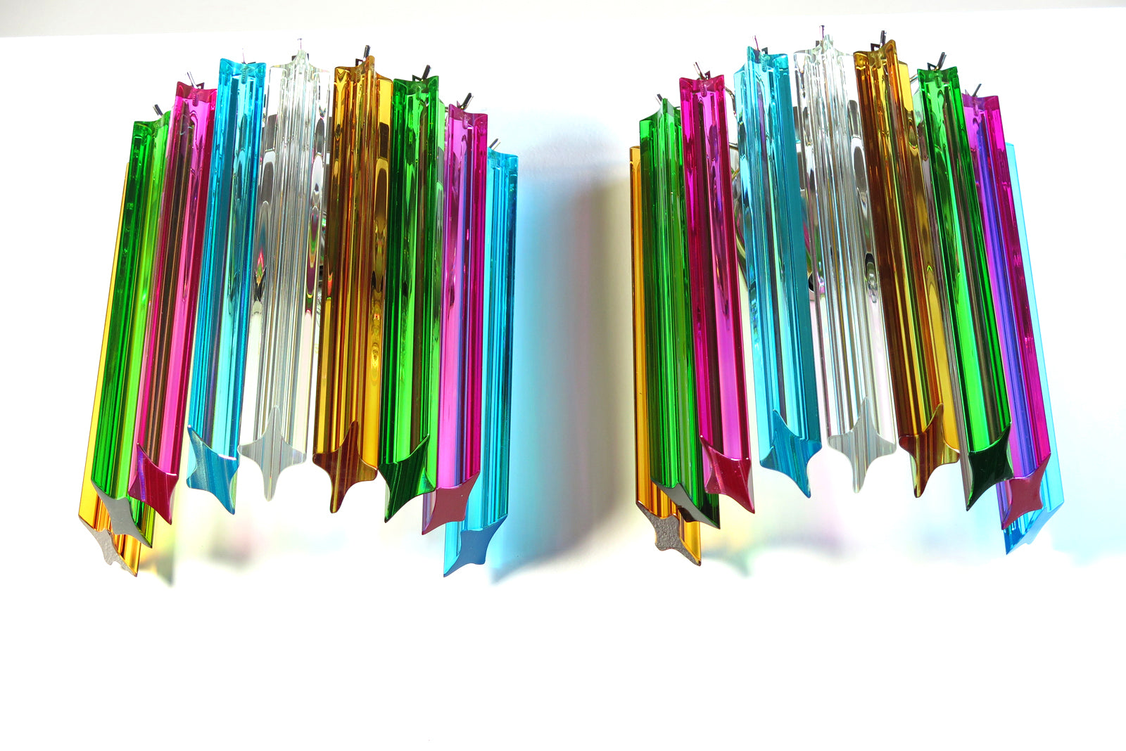 Murano Vegglampe | 9 Multifarge Prismeglass | 1 par