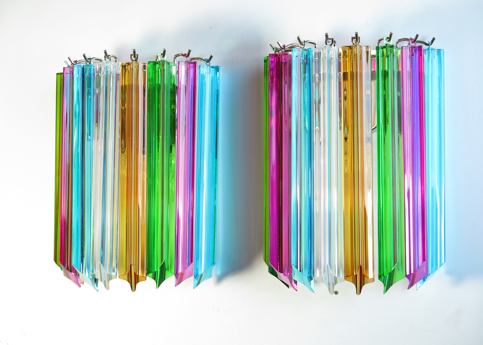 Murano Vegglampe | 9 Multifarge Prismeglass | 2 stk