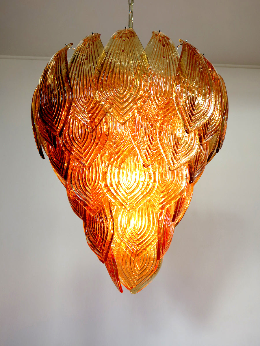 Murano Lysekrone – 52 Gule Felciglass – detalj 9 – Murano Classics