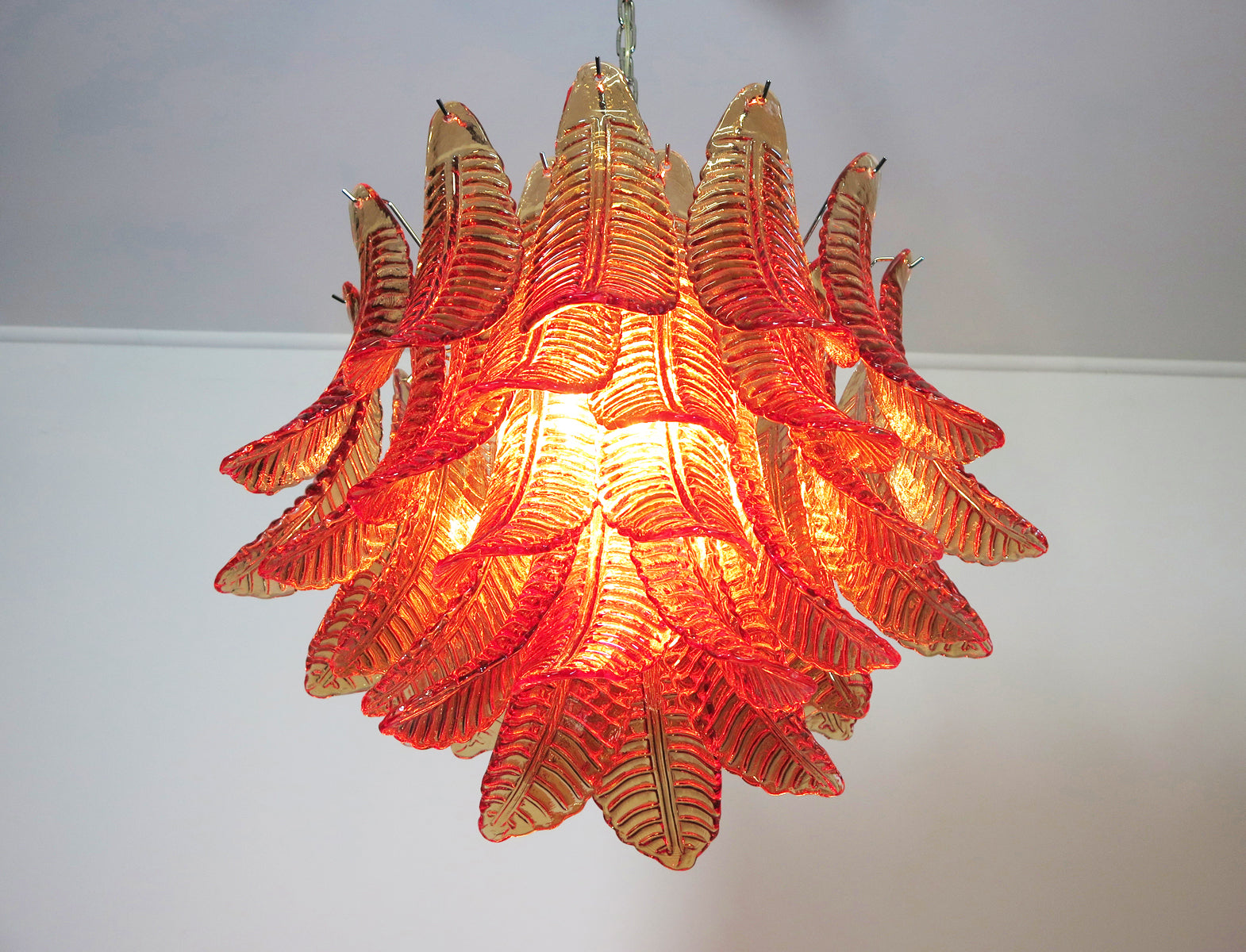 Murano Lysekrone – 36 Gule Felciglass – detalj 3 – Murano Classics
