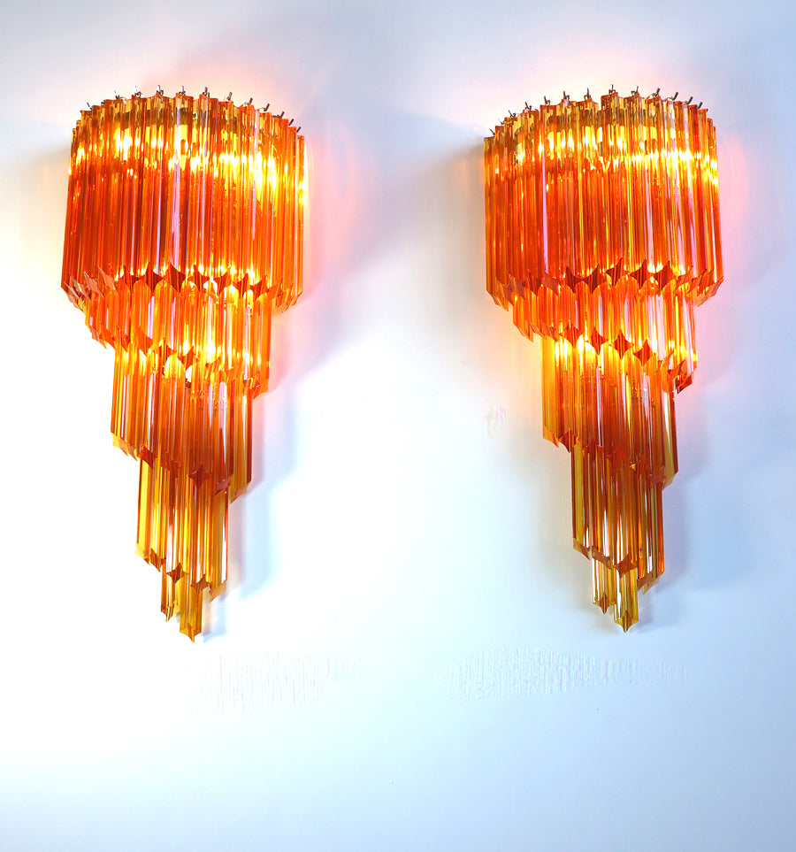 Murano Vegglampe | 41 Gule Prismeglass | 2 stk