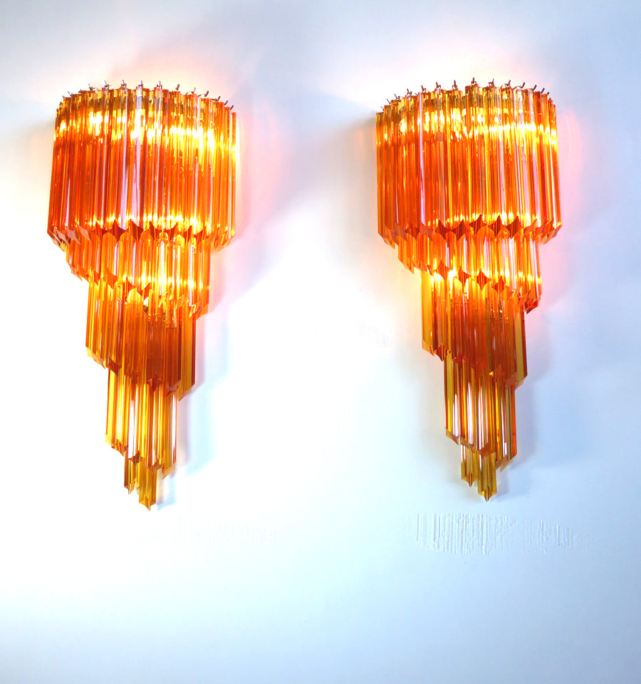 Murano Vegglampe | 41 Gule Prismeglass | 2 stk