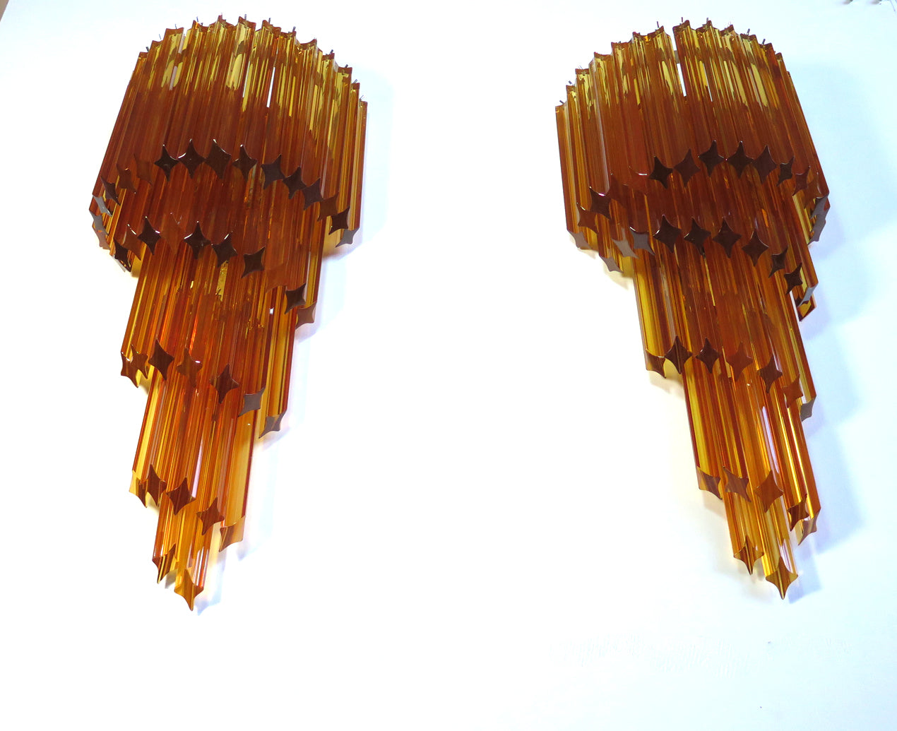 Murano Vegglampe | 41 Gule Prismeglass | 2 stk
