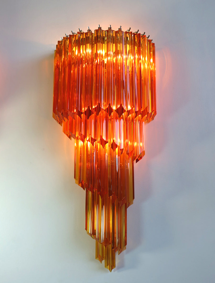 Murano Vegglampe | 41 Gule Prismeglass | 2 stk