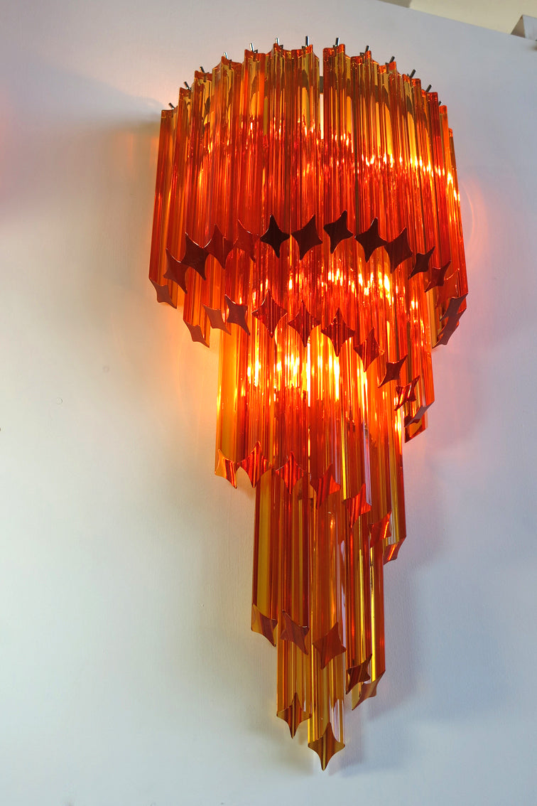 Murano Vegglampe | 41 Gule Prismeglass | 2 stk
