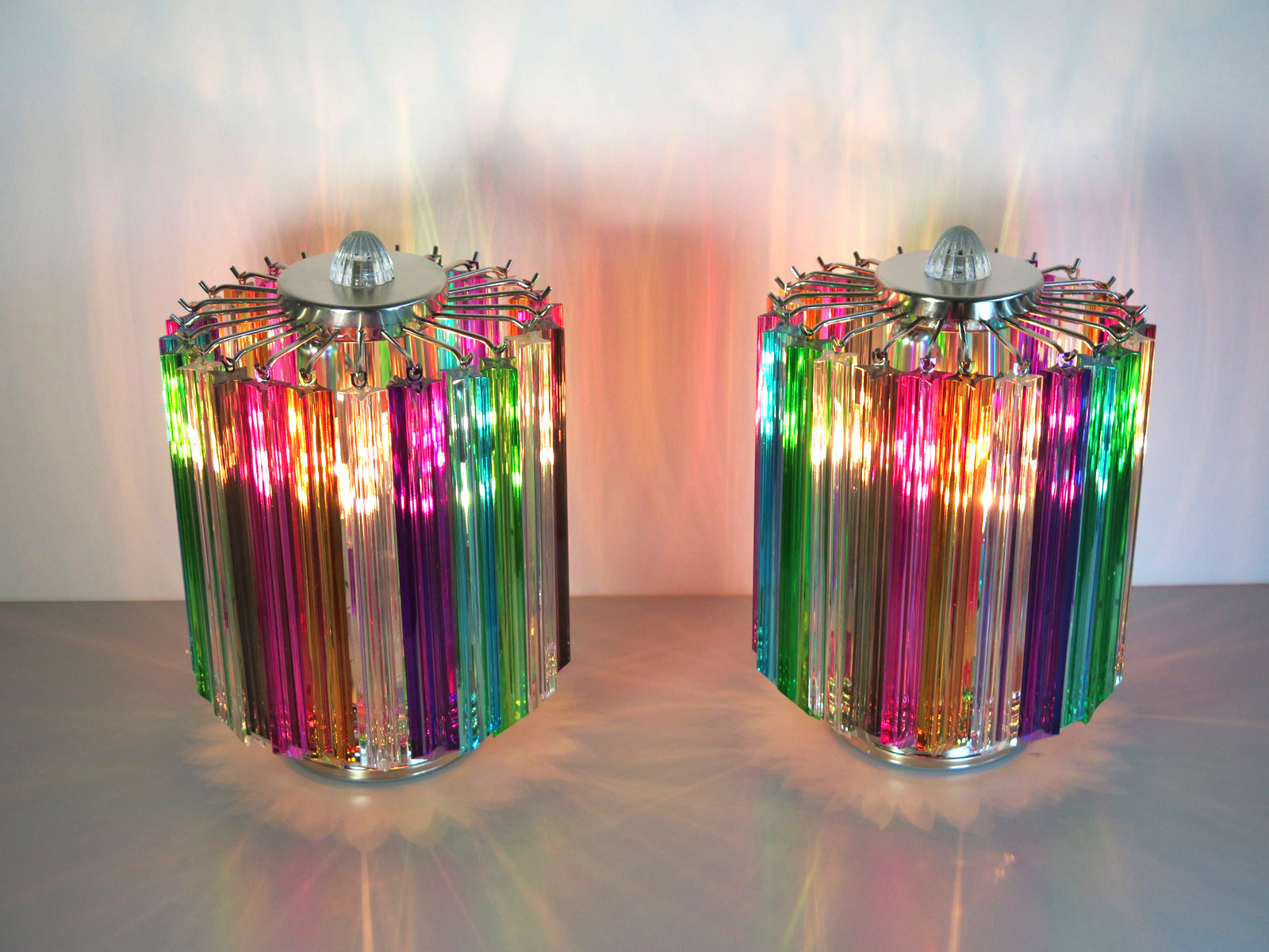 Murano Bordlampe – 24 Multifarge Prismeglass – 2 stk – detalj 2 – Murano Classics