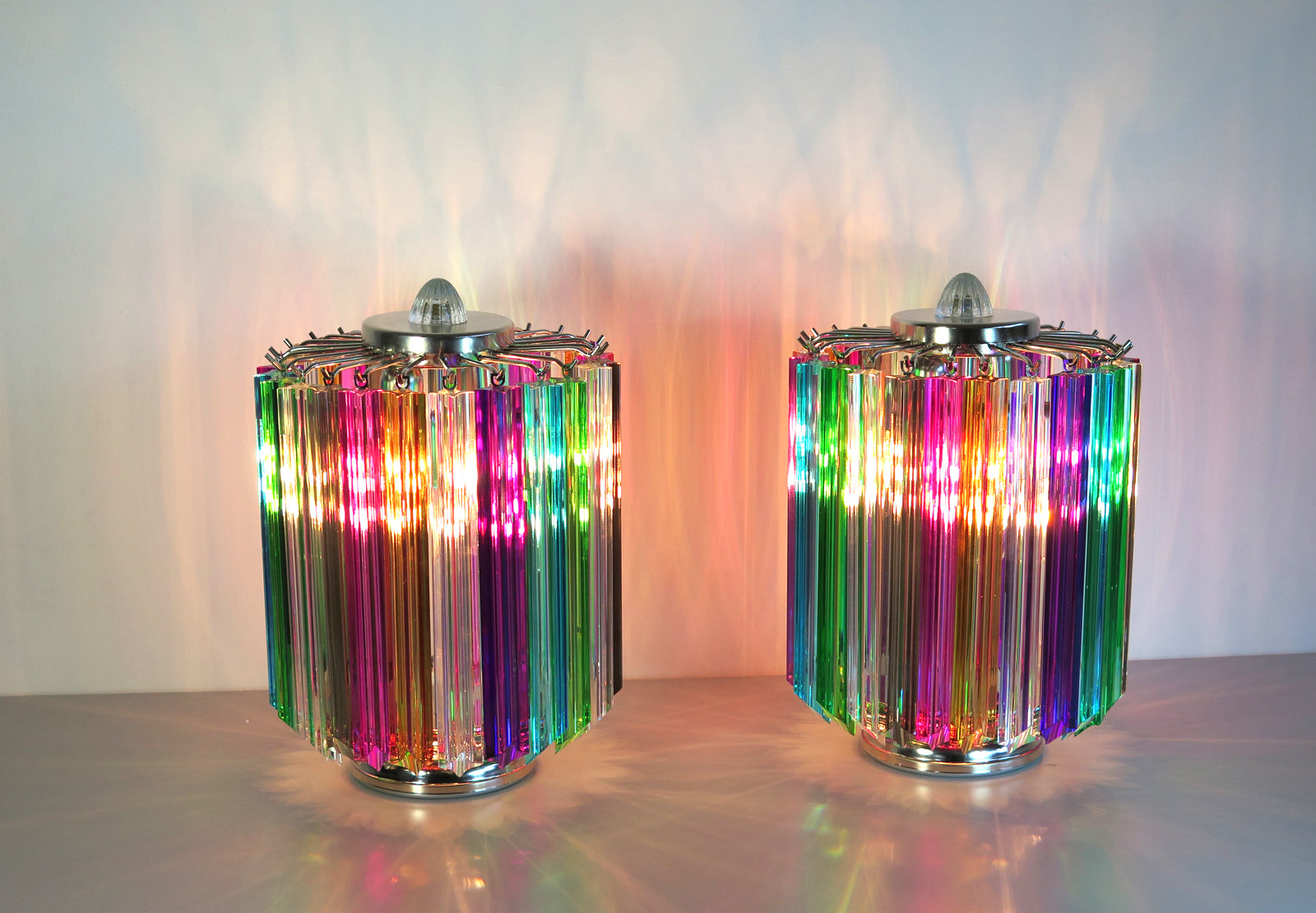Murano Bordlampe – 24 Multifarge Prismeglass – 2 stk – detalj 7 – Murano Classics