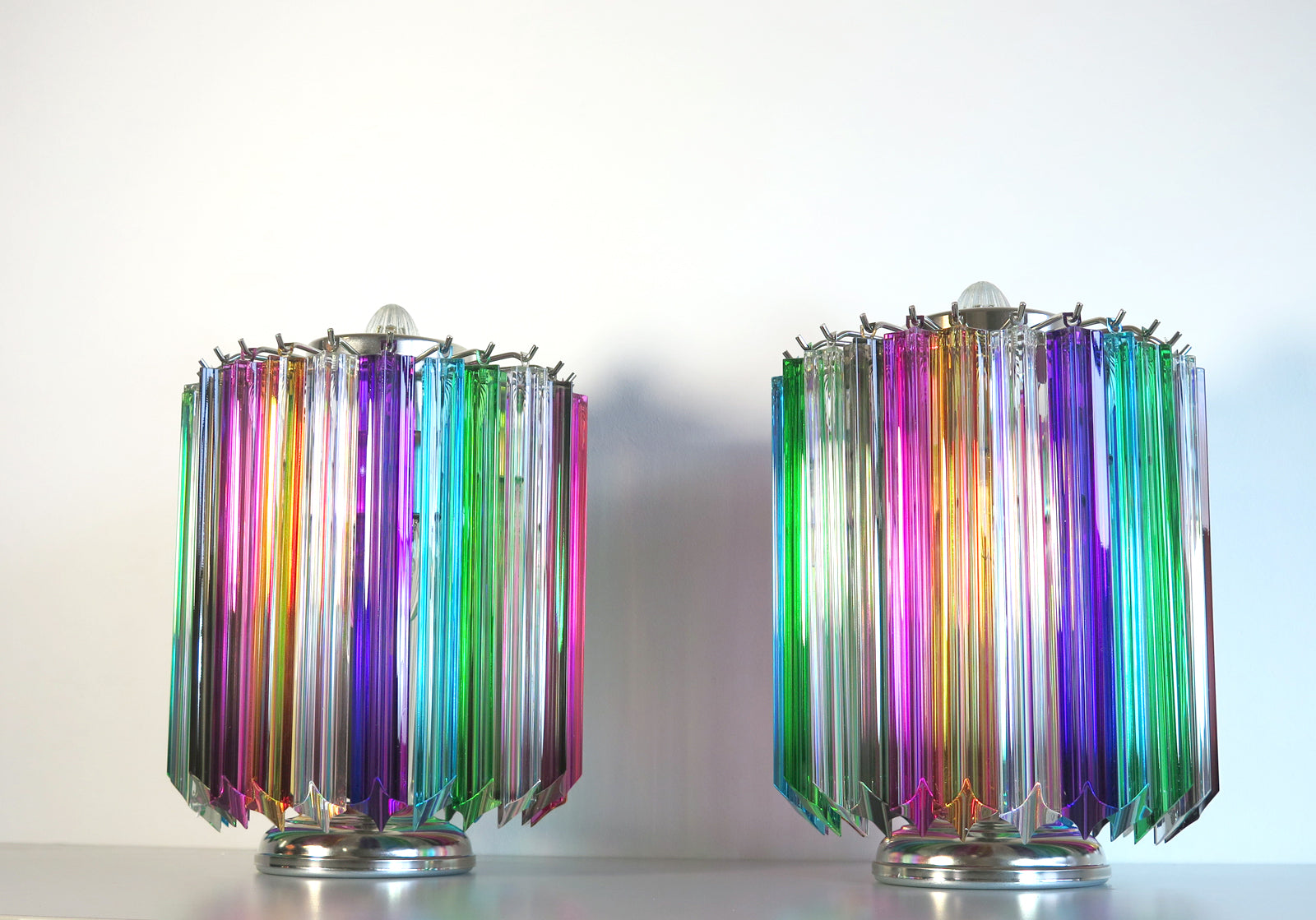 Murano Bordlampe – 24 Multifarge Prismeglass – 2 stk – detalj 3 – Murano Classics