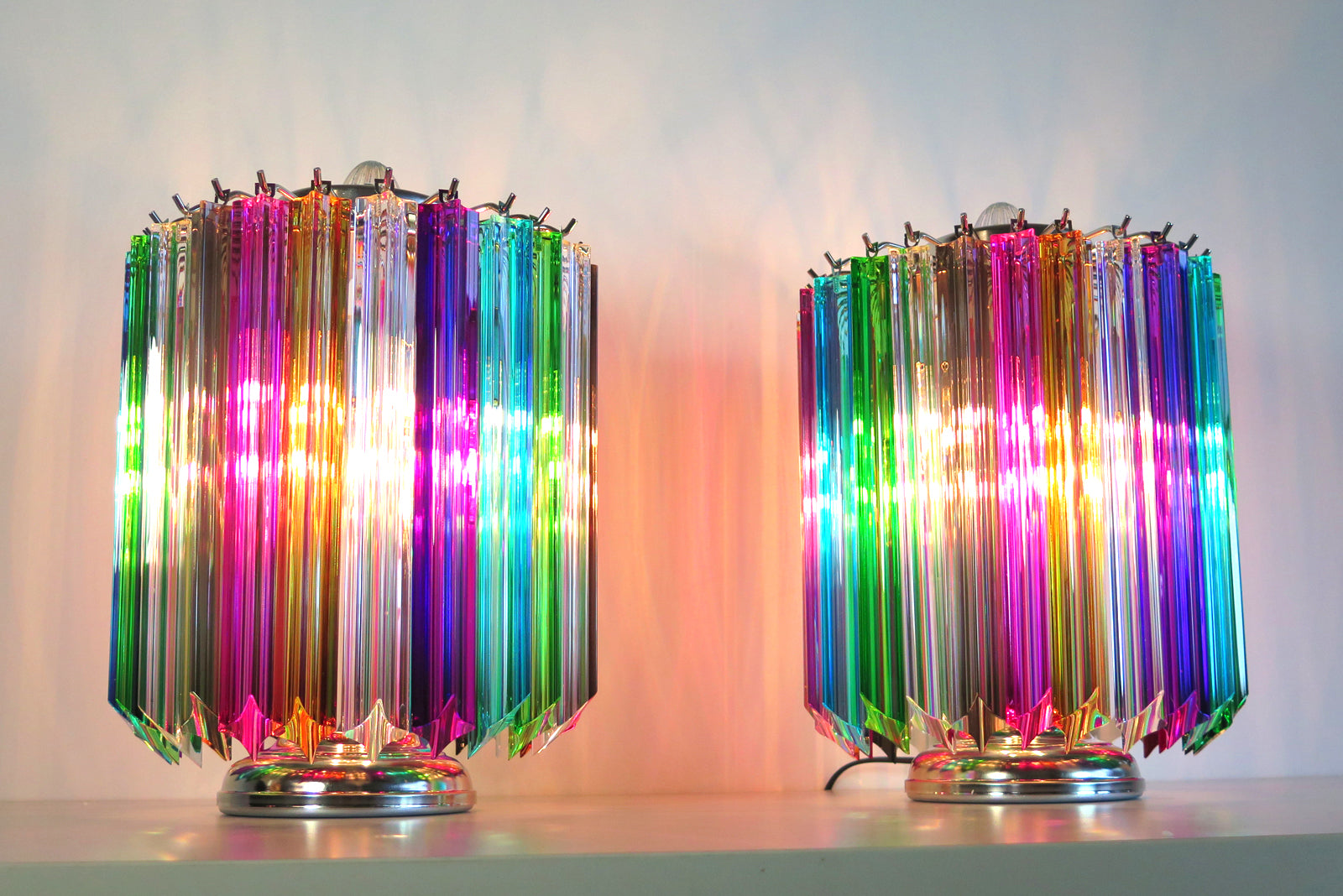 Murano Bordlampe – 24 Multifarge Prismeglass – 2 stk – detalj 4 – Murano Classics
