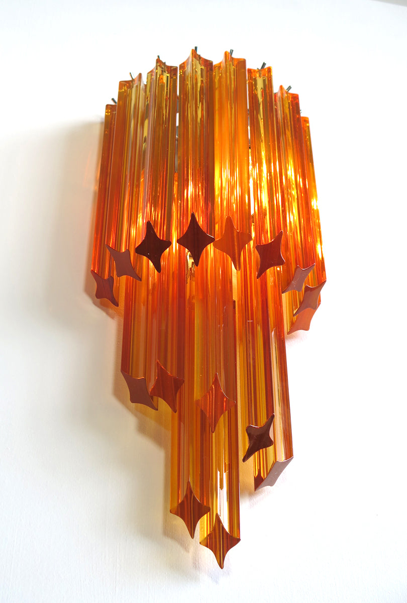 Murano Vegglampe | 32 Gule Prismeglass | 2 stk
