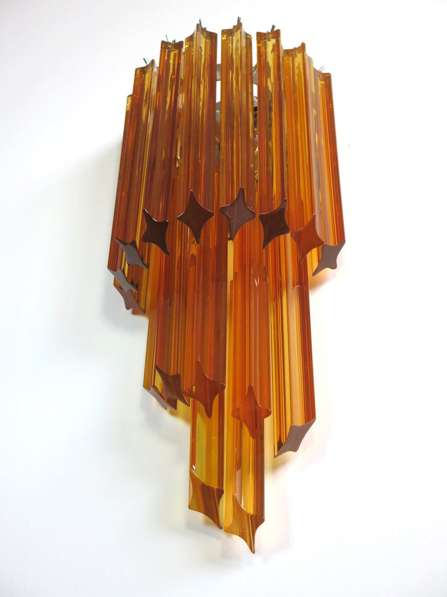 Murano Vegglampe | 32 Gule Prismeglass | 2 stk