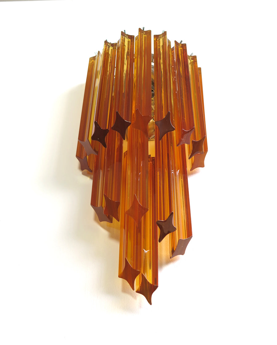 Murano Vegglampe | 32 Gule Prismeglass | 2 stk