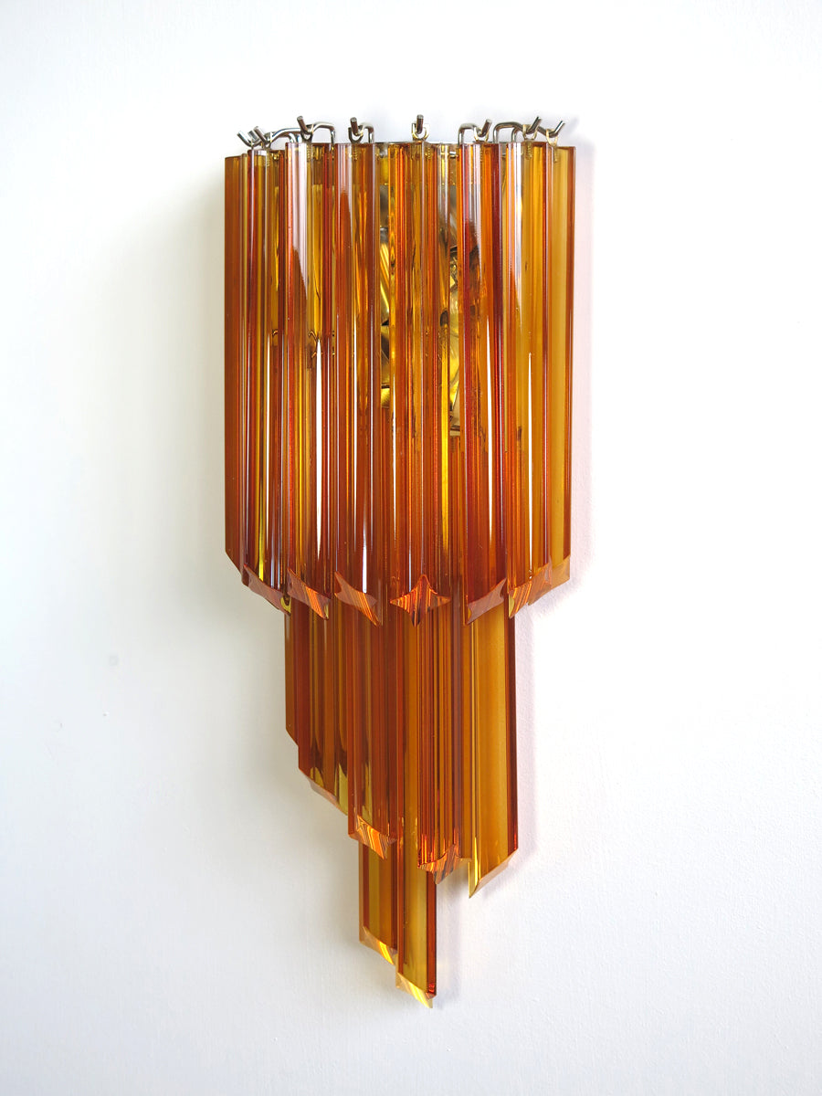 Murano Vegglampe | 32 Gule Prismeglass | 2 stk