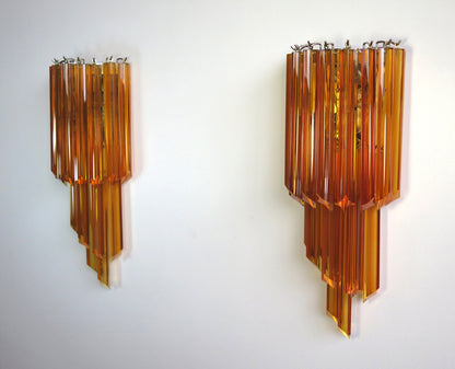 Murano Vegglampe | 32 Gule Prismeglass | 1 par