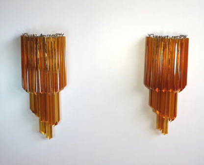 Murano Vegglampe | 32 Gule Prismeglass | 2 stk