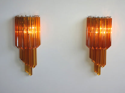 Murano Vegglampe | 32 Gule Prismeglass | 2 stk