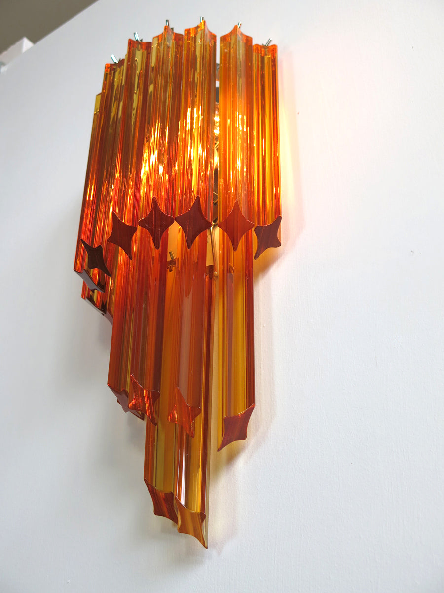 Murano Vegglampe | 32 Gule Prismeglass | 2 stk