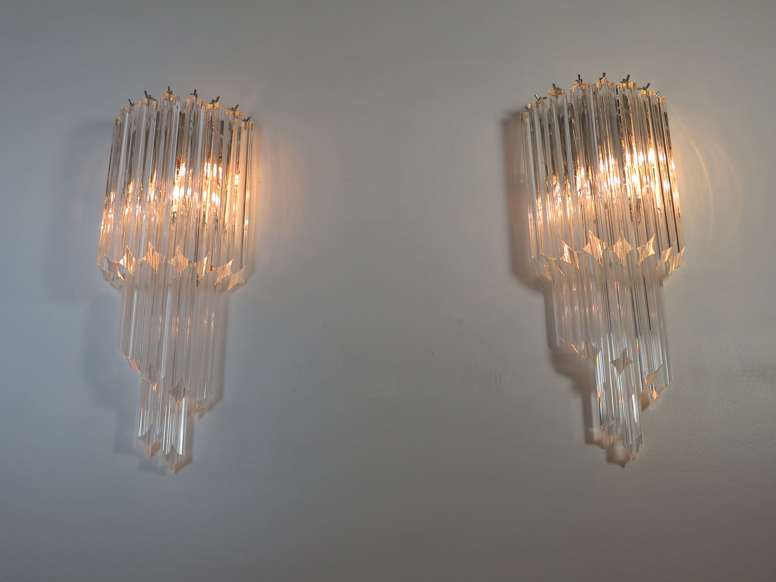 Murano Vegglampe | 32 Klare Prismeglass | 2 stk