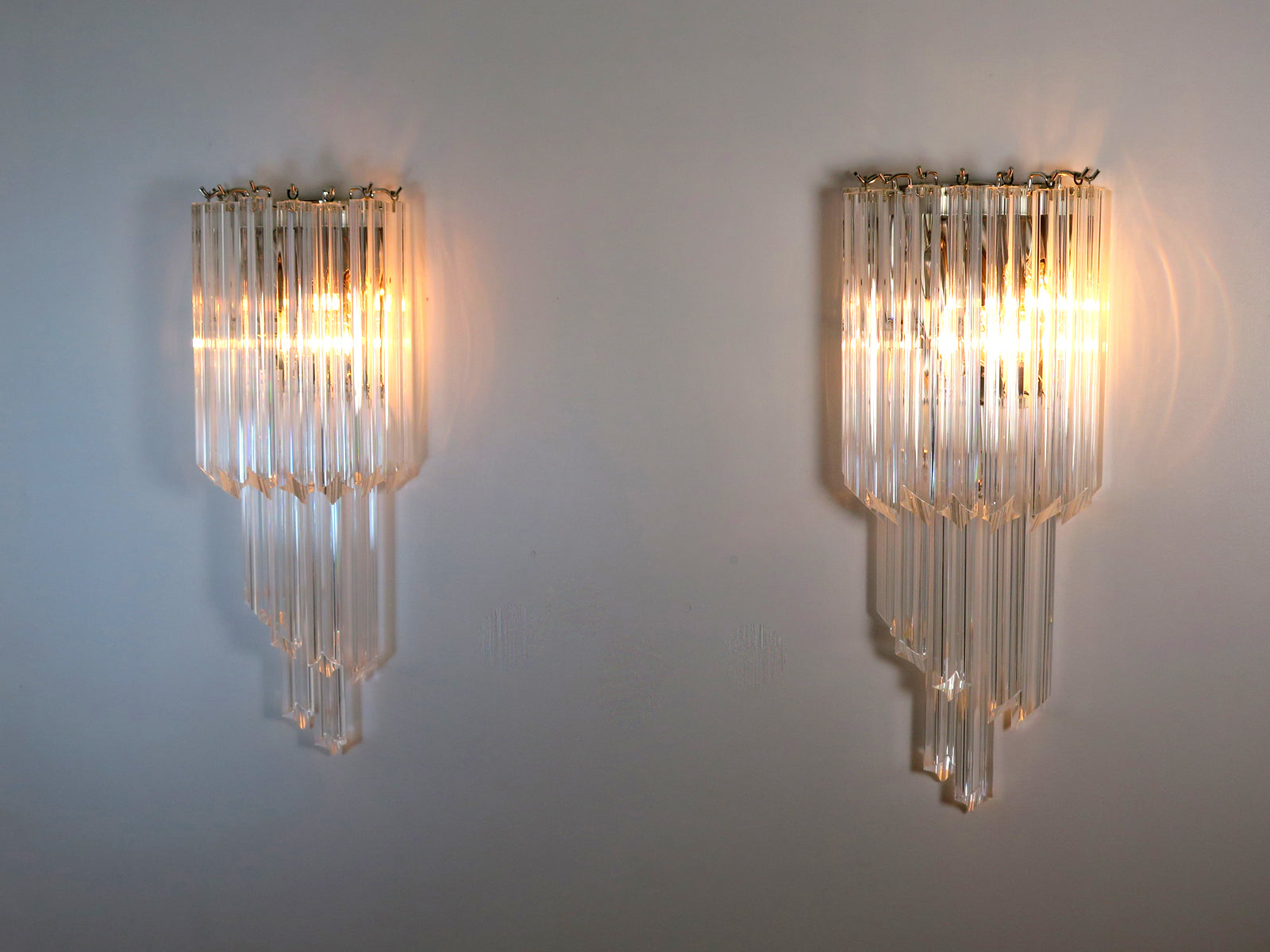 Murano Vegglampe | 32 Klare Prismeglass | 2 stk