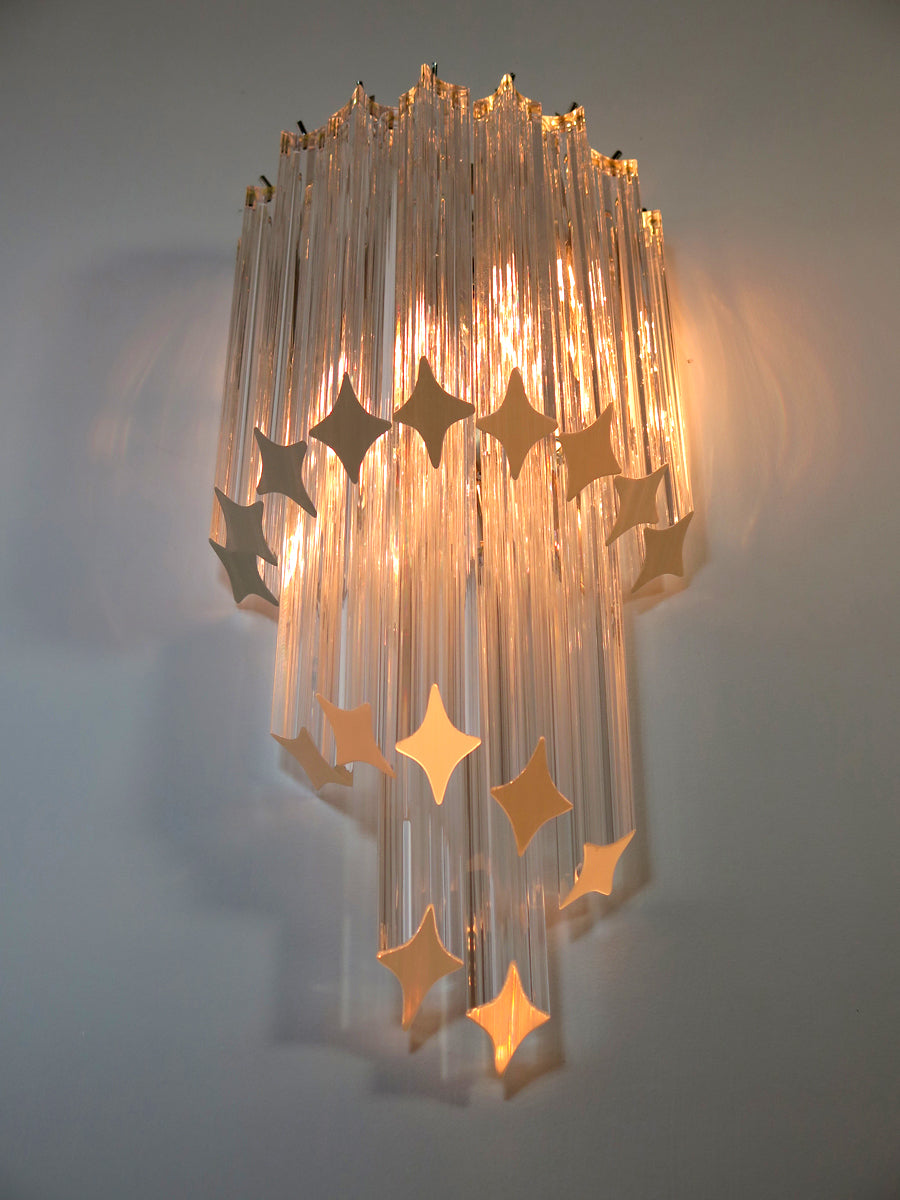 Murano Vegglampe | 32 Klare Prismeglass | 2 stk