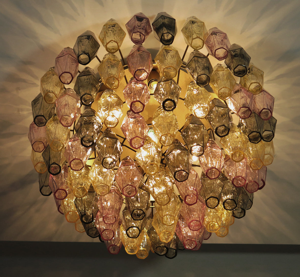 Murano Taklampe – 84 Multifarge Poliedriglass – detalj 10 – Murano Classics