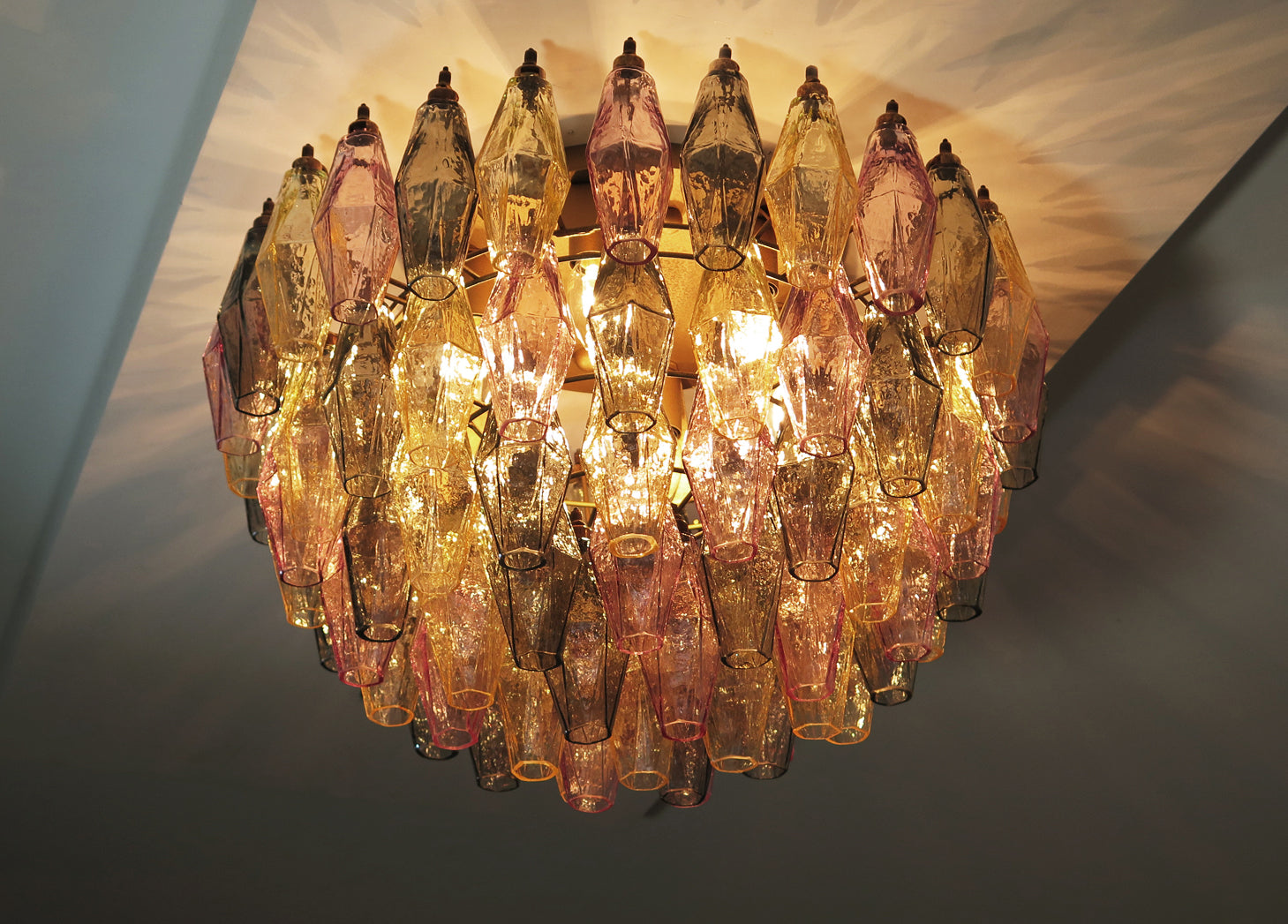 Murano Taklampe – 84 Multifarge Poliedriglass – detalj 8 – Murano Classics