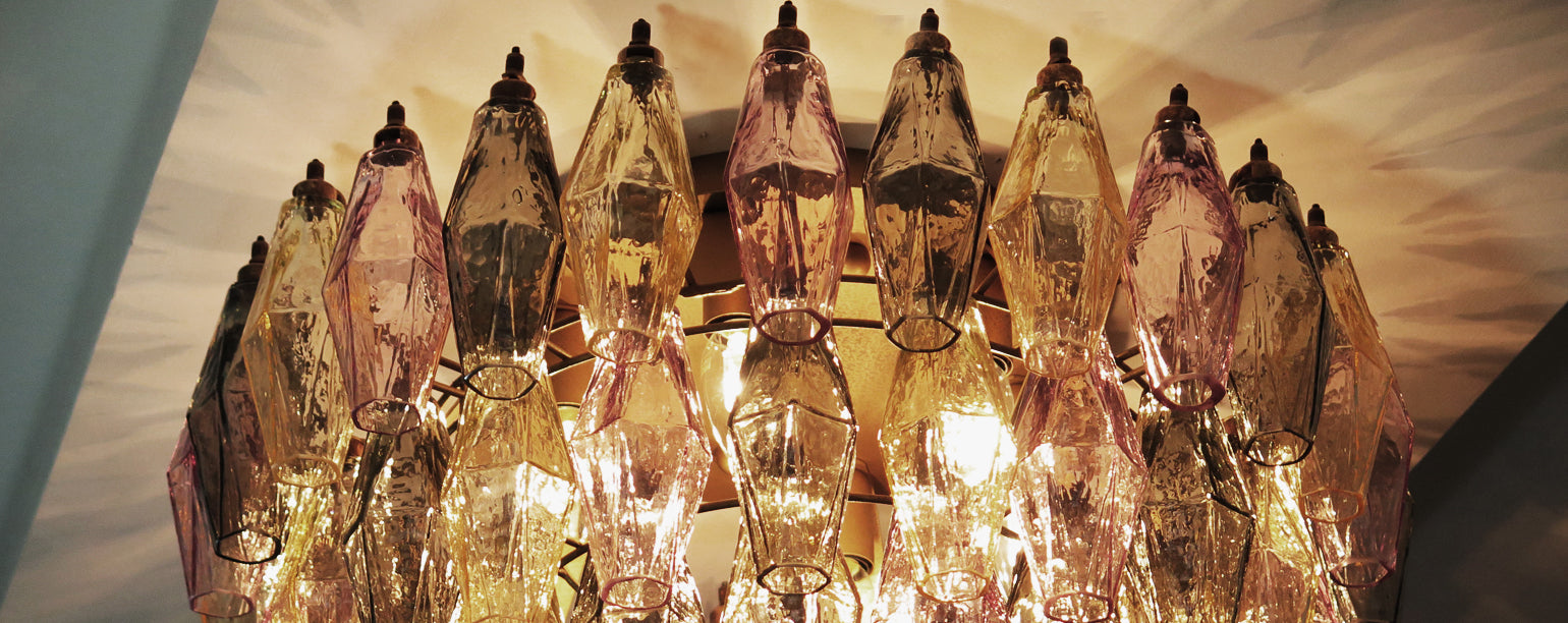 Murano Taklampe – 84 Multifarge Poliedriglass – detalj 9 – Murano Classics